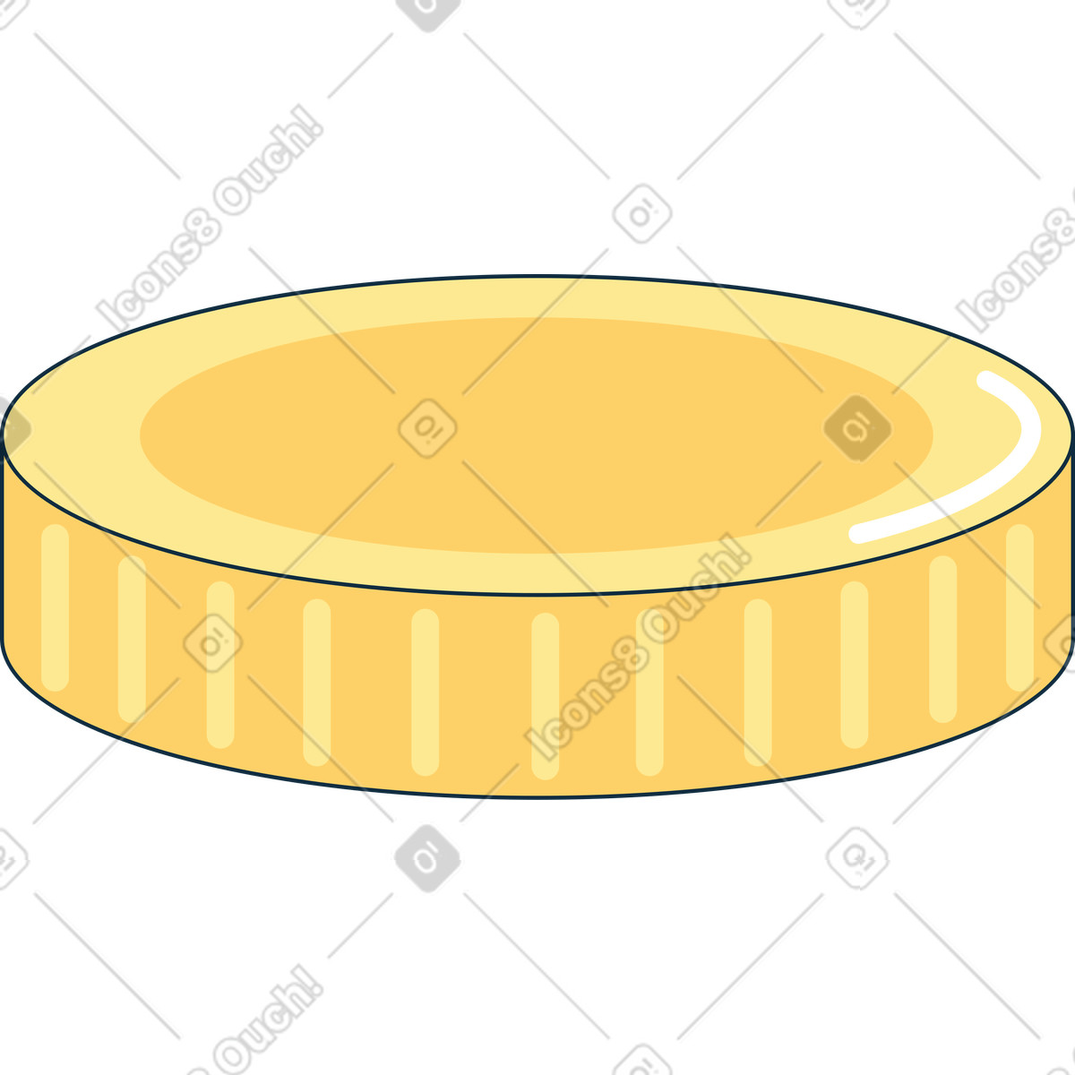 Bubble gum スタイルの Gold big round coin のイラストをPNG、SVG形式でダウンロード