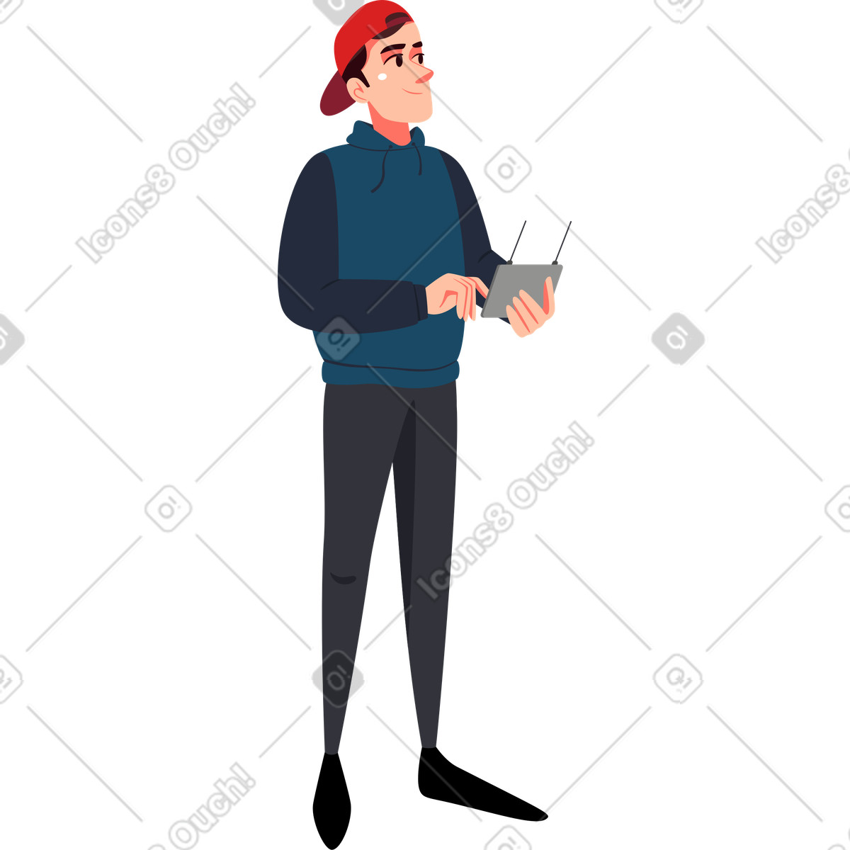 Ilustración Hombre con control remoto en estilo Vivid a descargar en PNG y SVG