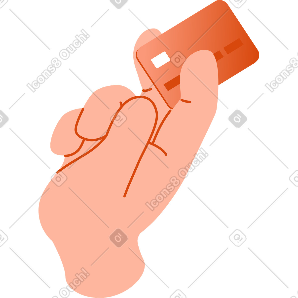 Illustration Main avec carte bancaire dans le style Orange à télécharger aux formats PNG, SVG