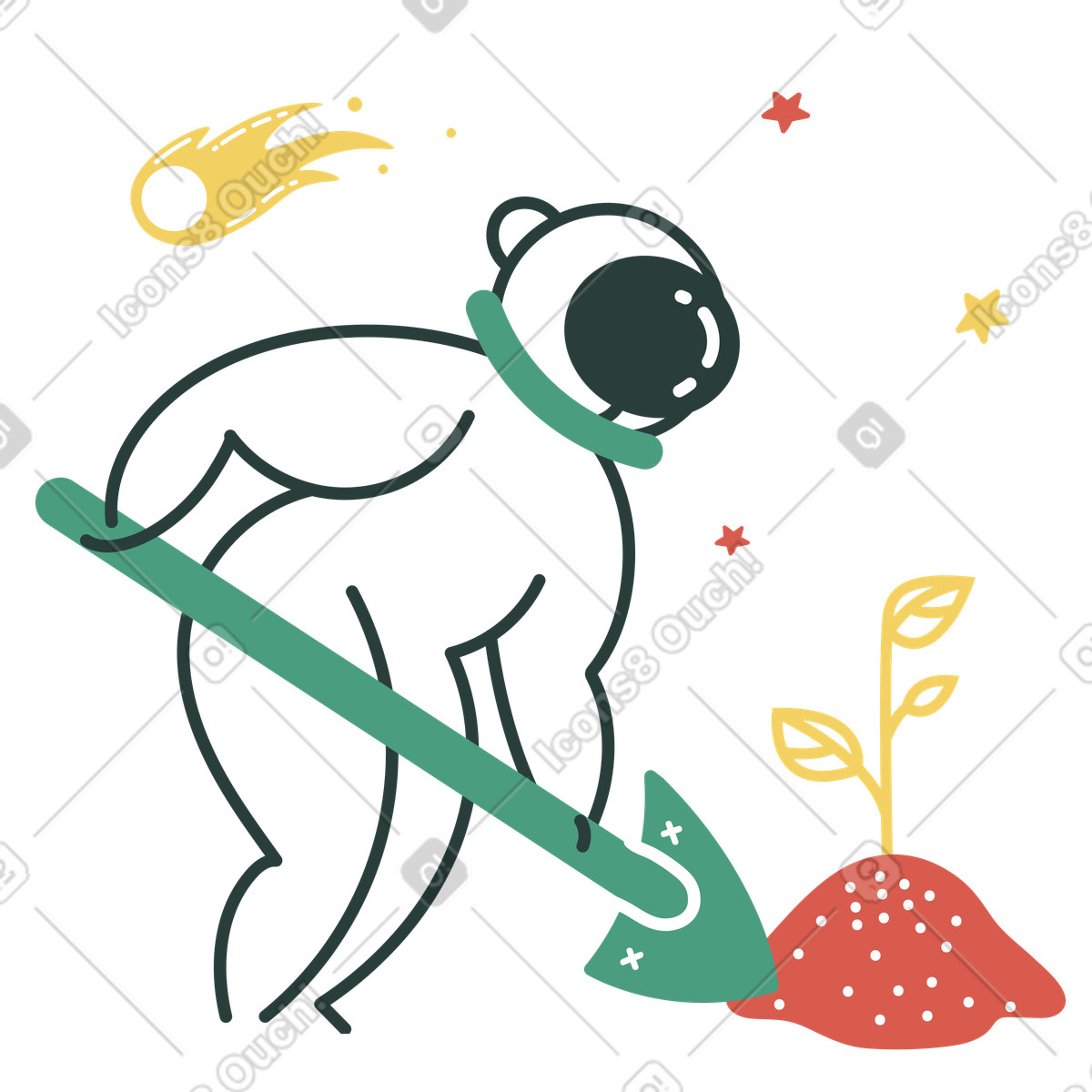 Besiedlung des mars-Illustration im Macaroni-Stil als Download in PNG, SVG