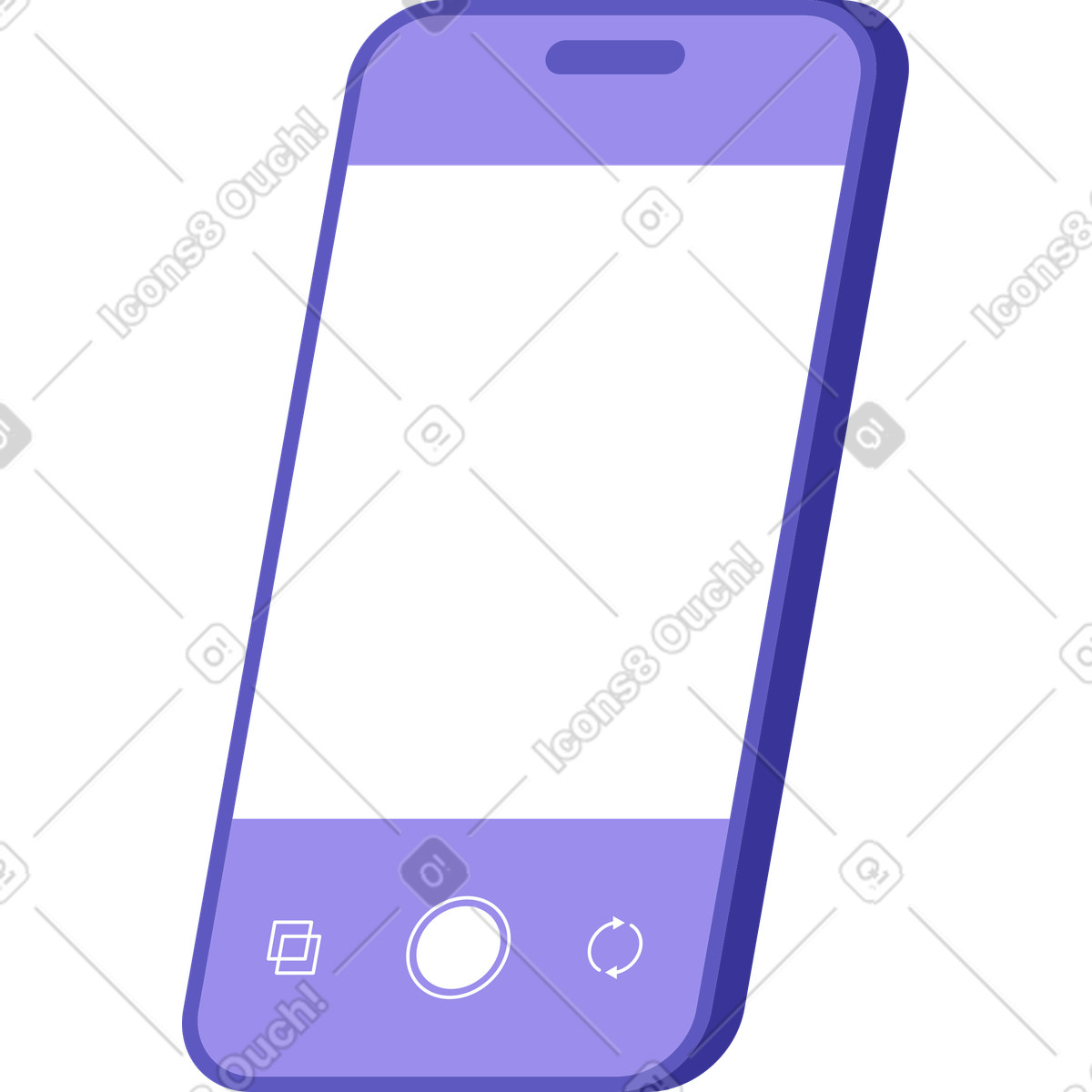 Illustration Téléphone avec application appareil photo ouverte dans le style Bright à télécharger aux formats PNG, SVG