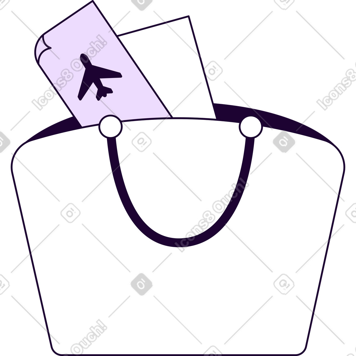 Ilustração de Passagens aéreas em uma bolsa no estilo Martina para baixar PNG, SVG