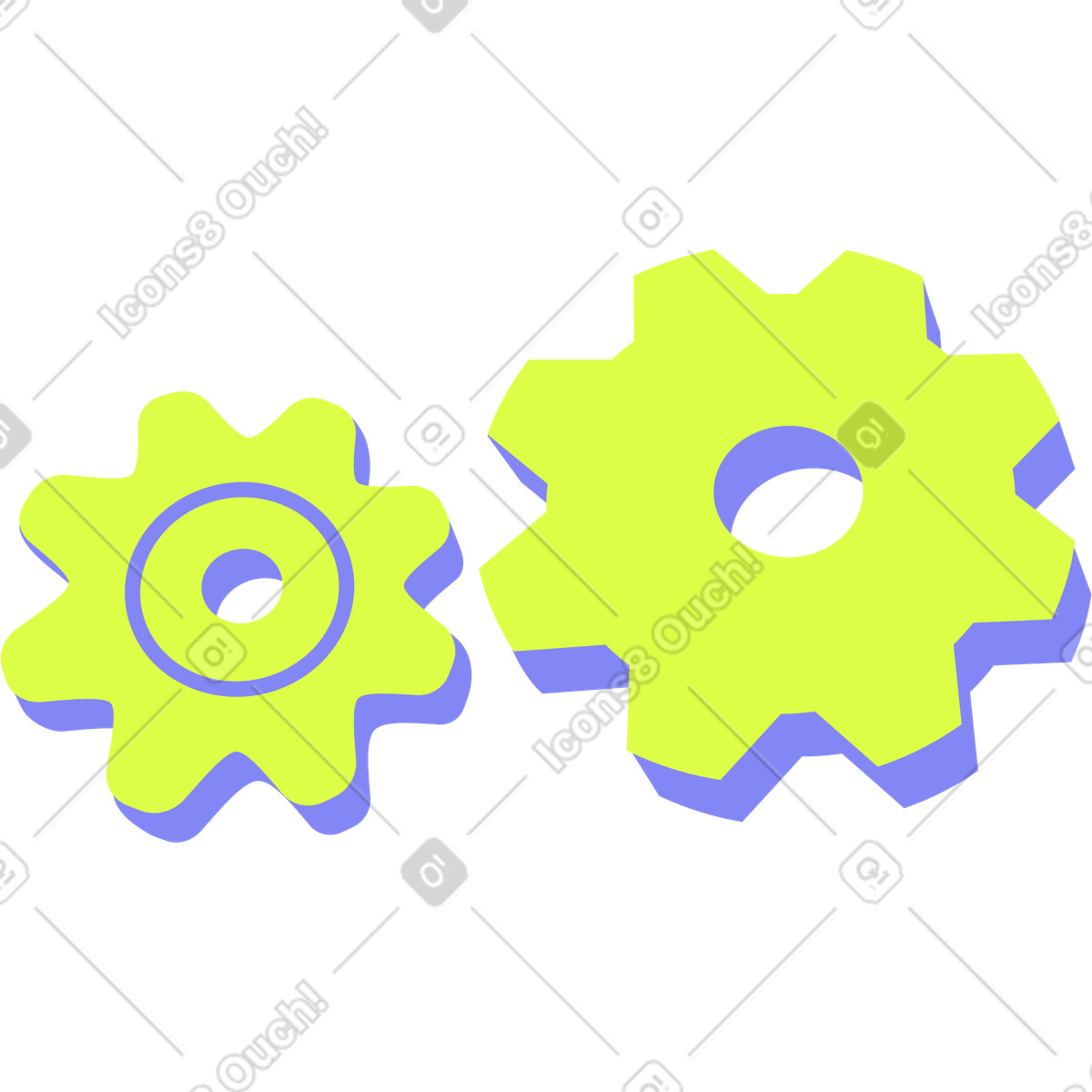下载 Glow 风格的 两个齿轮 插画，支持 PNG、SVG 格式