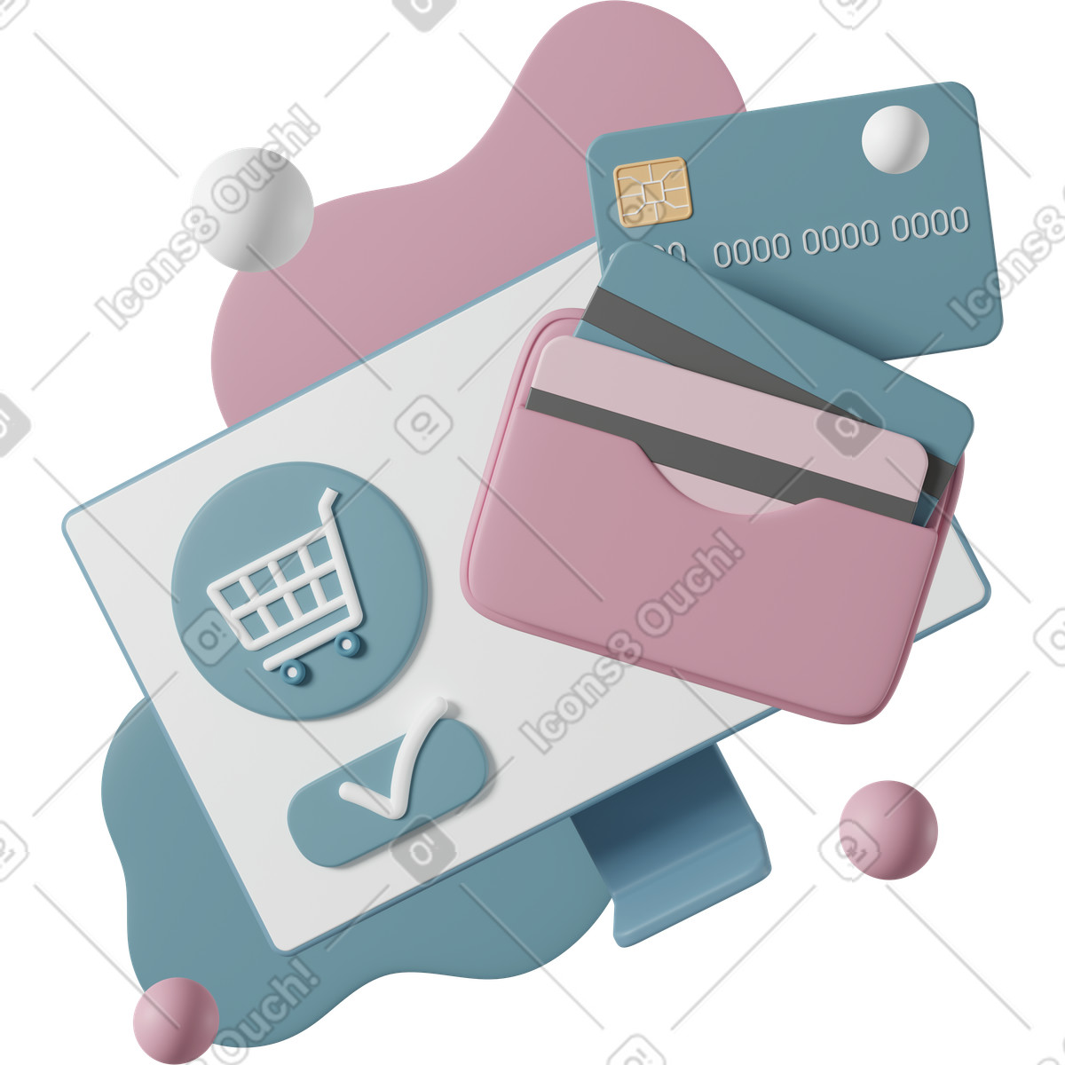 Online shopping monitor-Illustration im 3D Casual life-Stil als Download in PNG, SVG