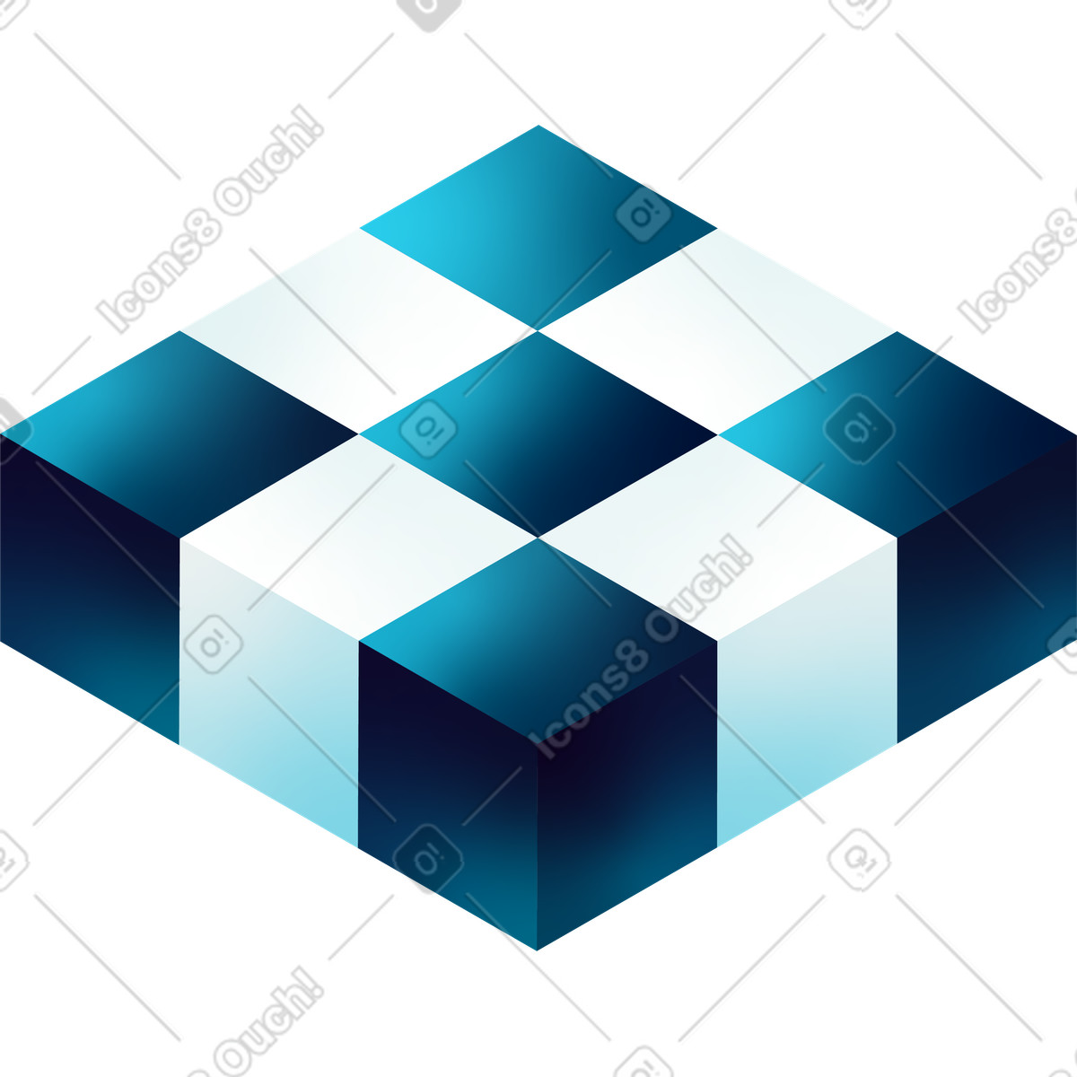 Isometric chess board illustration in PNG, SVG