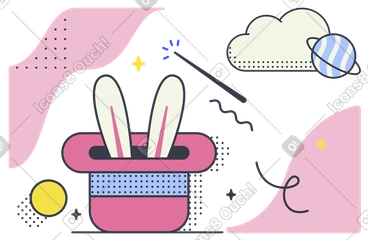 Magic hat with bunny ears and wand, Magic tricks and entertainment concept, coming soon concept PNG, SVG