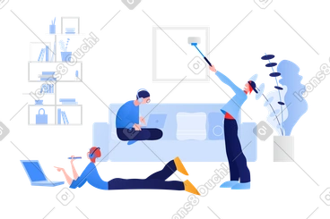 Everyone is busy with their gadgets PNG, SVG