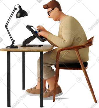 Man working with graphic tablet PNG, SVG