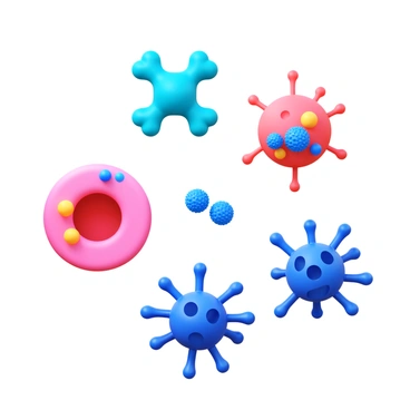 A 3D icon illustrating the regulation of an immune response, featuring various immune cells such as "T cells," "B cells," "macrophages," and "dendritic cells." Each cell is represented in distinct colors for clarity. The T cells are depicted with their characteristic shape, while the B cells display antibodies on their surface. Macrophages are shown engulfing pathogens, and dendritic cells are represented with long dendrites extending outward. The cells are arranged in a dynamic composition to represent interaction and communication among them.