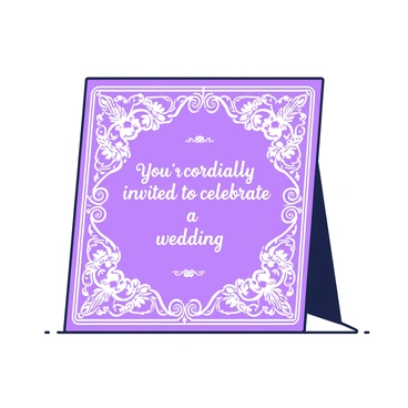 A luxurious wedding invitation is displayed prominently on a surface. The invitation is designed on a royal blue card, showcasing a detailed intricate foil decoration that outlines the edges and center. The decorative elements include ornate floral patterns and elegant swirls. The text on the invitation reads, "You are cordially invited to celebrate a wedding," presented in an elegant font. The card is slightly angled to reveal the glimmering foil details more clearly, adding a sense of opulence to the overall appearance.