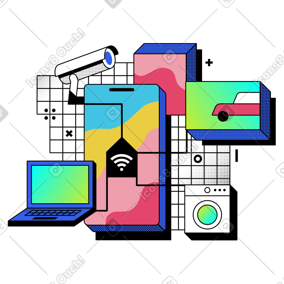 Network illustration in PNG, SVG, GIF formats