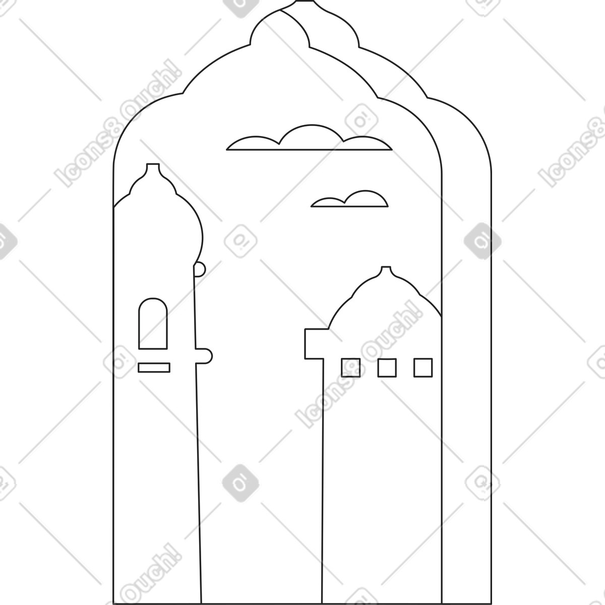 Indian arch illustration in Sammy Line style download in PNG, SVG