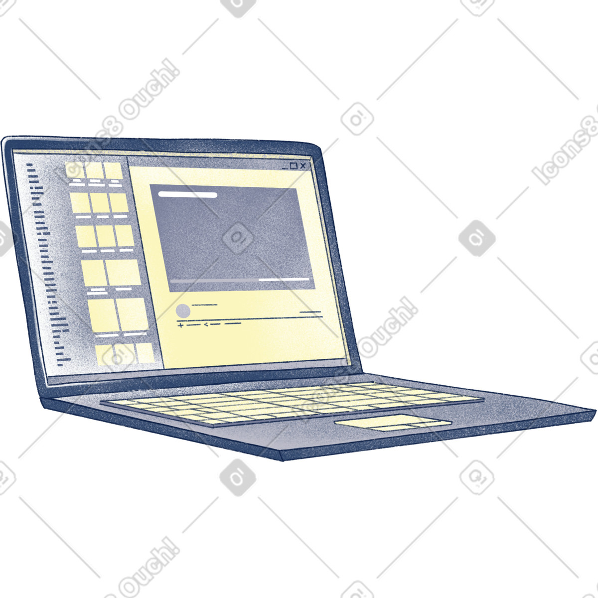 Ilustração de Notebook com navegador aberto em no estilo Haze para baixar em PNG, SVG