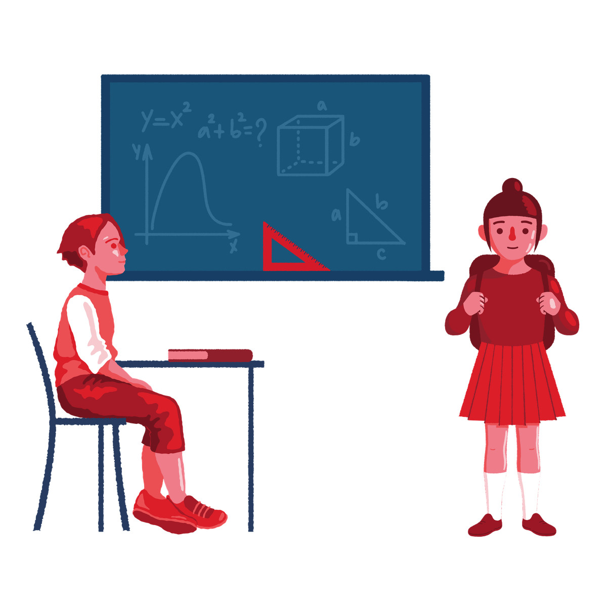 Illustration School students in the classroom dans le style Cherry à télécharger aux formats PNG, SVG