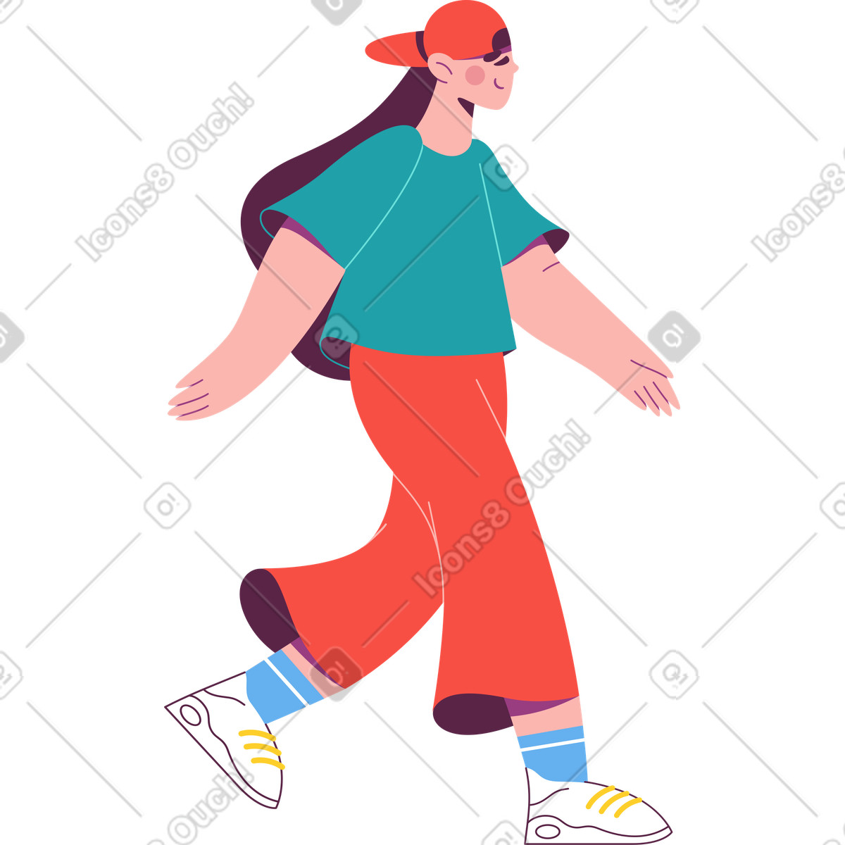 Donna adolescente in un berretto illustrazione stile Sammy scarica PNG, SVG