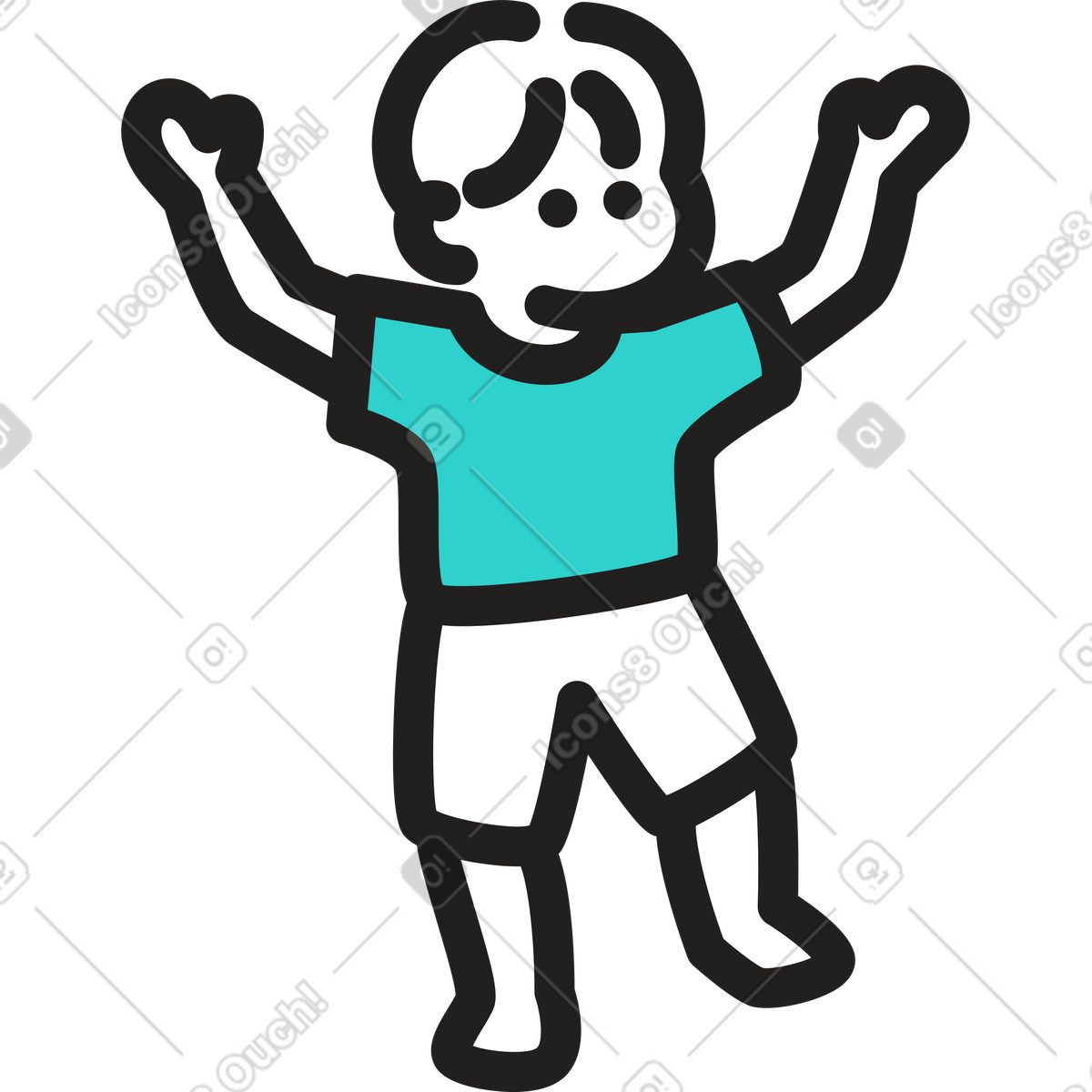 Illustration Enfant avec les mains levées dans le style Little à télécharger aux formats PNG, SVG