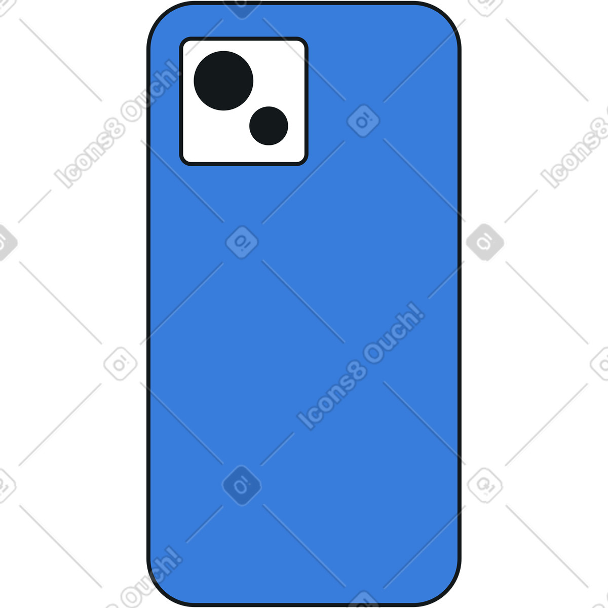 Phone back view illustration in Midnight style download in PNG, SVG