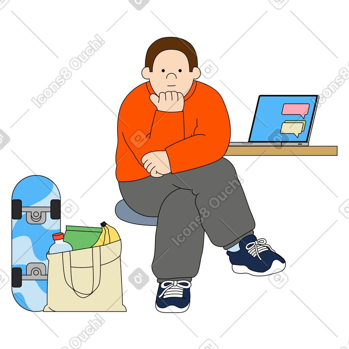 Mann versucht, leben und arbeit in einklang zu bringen-Illustration im Kindy-Stil als Download PNG, SVG