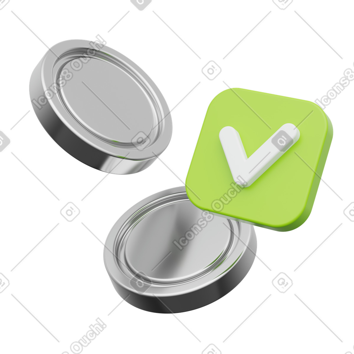 Coins with check mark, payment approved, financial confirmation illustration in PNG, SVG