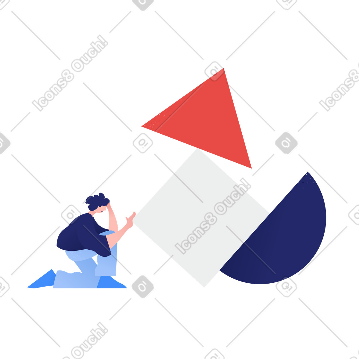 Falling geometric composition, Something went wrong or page under construction concept-Illustration im Clip-Stil als Download in PNG, SVG
