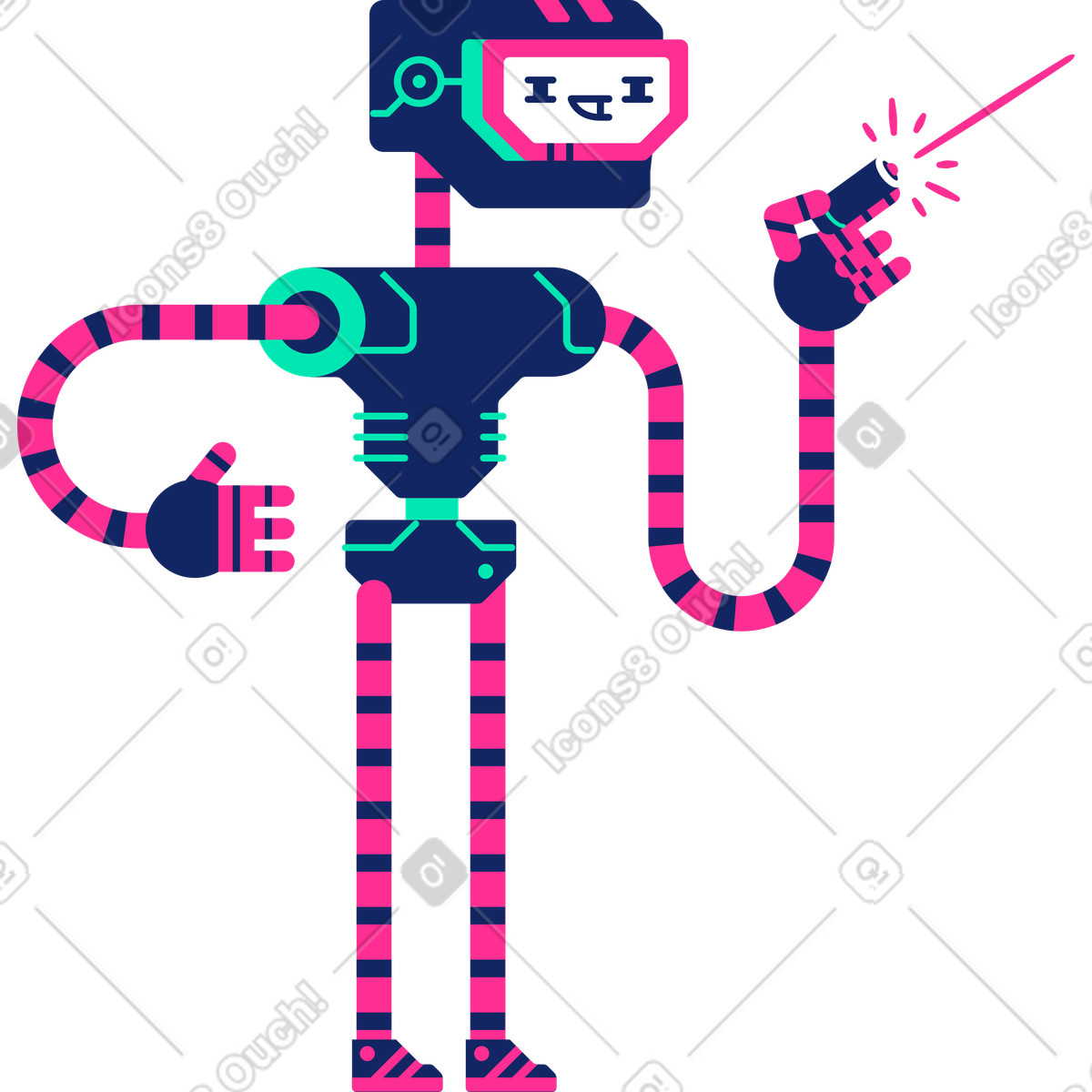 Ilustración Profesor robot en estilo Cyborg a descargar en PNG y SVG