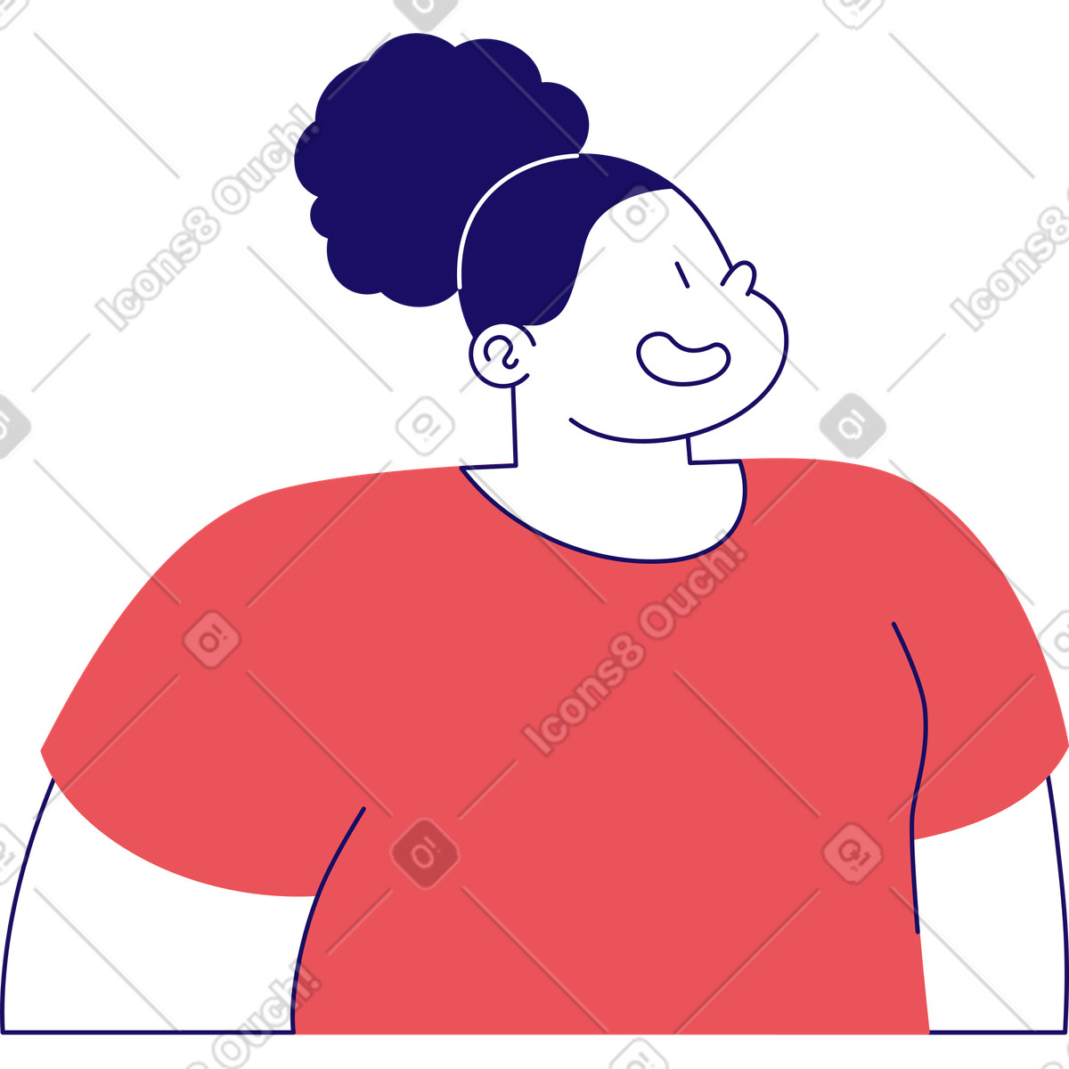 Woman looking up and away illustration in Bendy style download in PNG, SVG