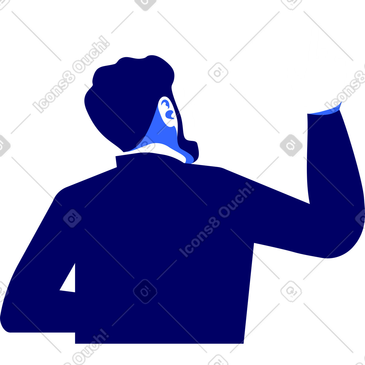 Lounge スタイルの 男は指を上げた のイラストをPNG、SVG形式でダウンロード