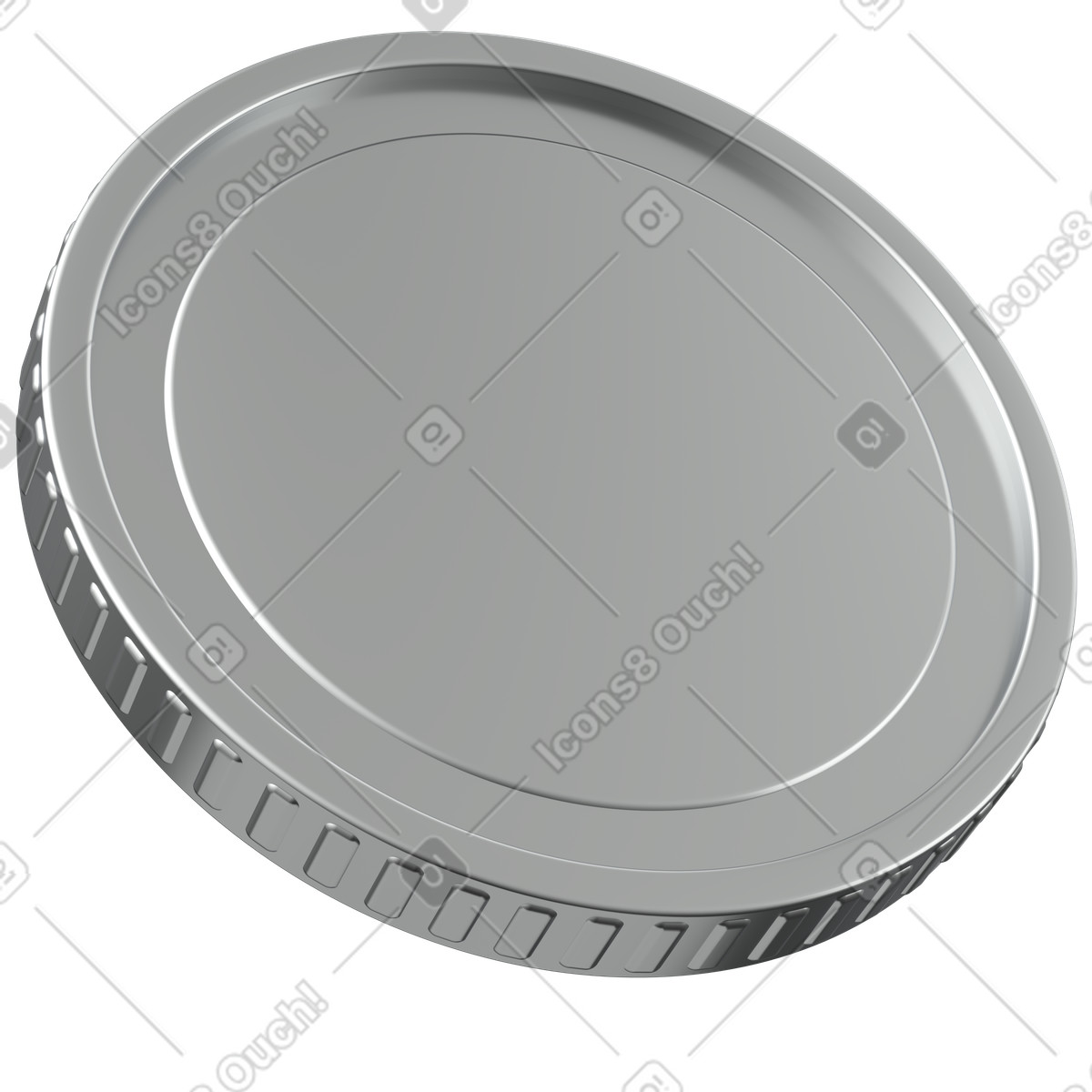 Blank silver coin currency for finance and banking animated illustration in 3D Enterprise style download in GIF, Lottie (JSON), AE