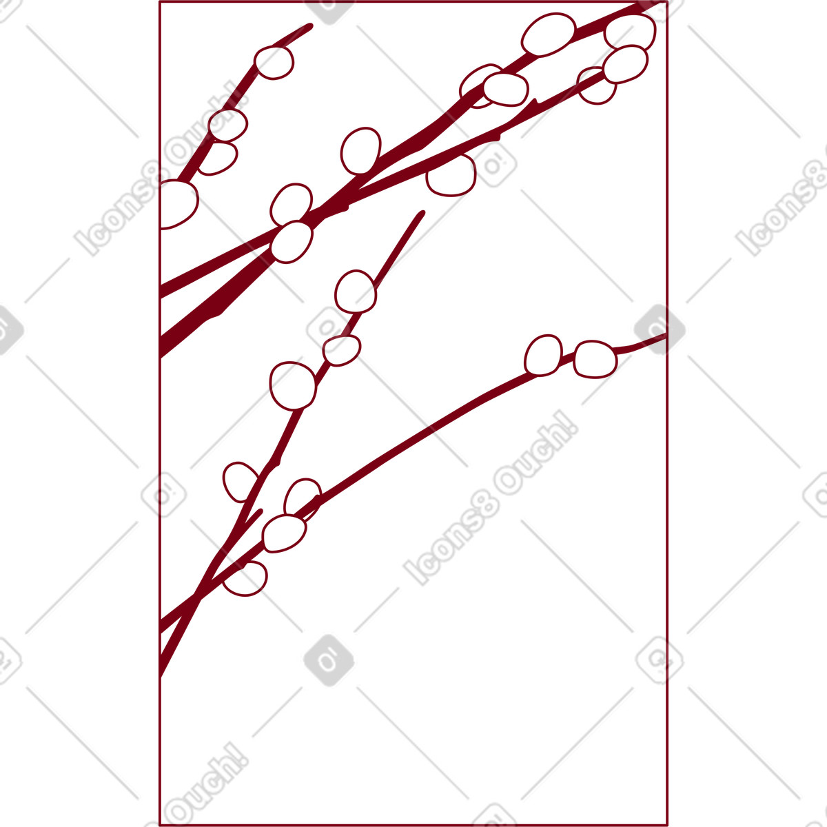 Ilustración Marco con ramas en flor estilo Storyline a descargar PNG y SVG