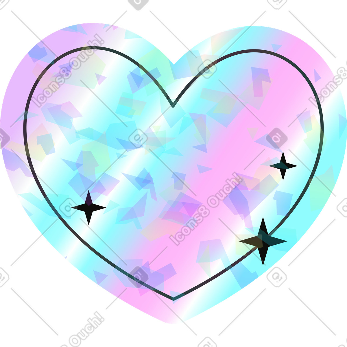 Cuore illustrazione in stile Holostickers scarica in PNG, SVG