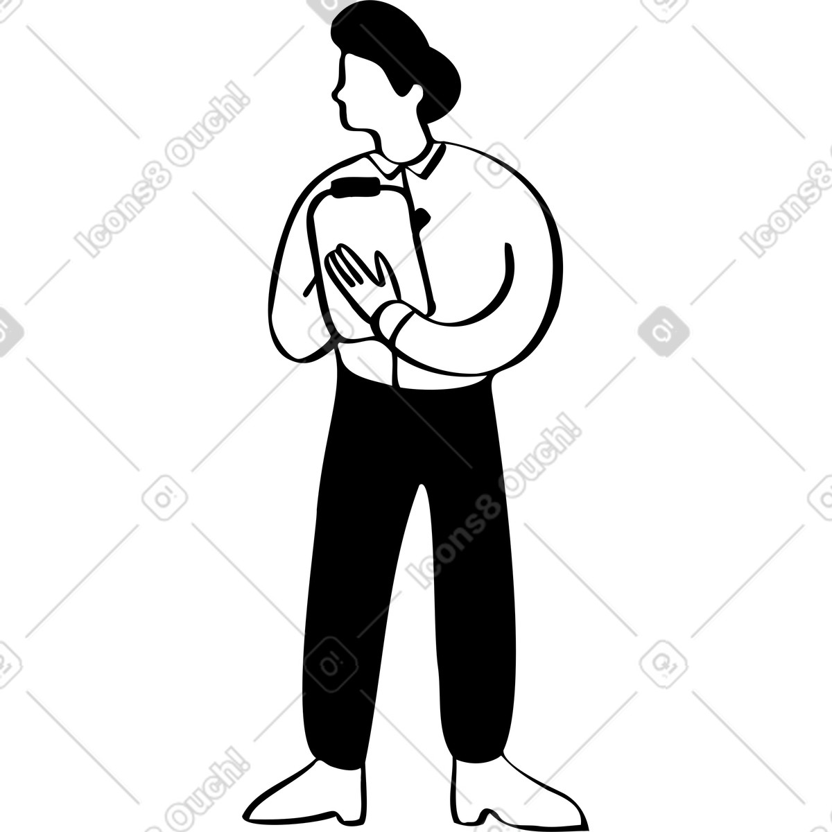 Man writing something on paper illustration in Journal style download in PNG, SVG