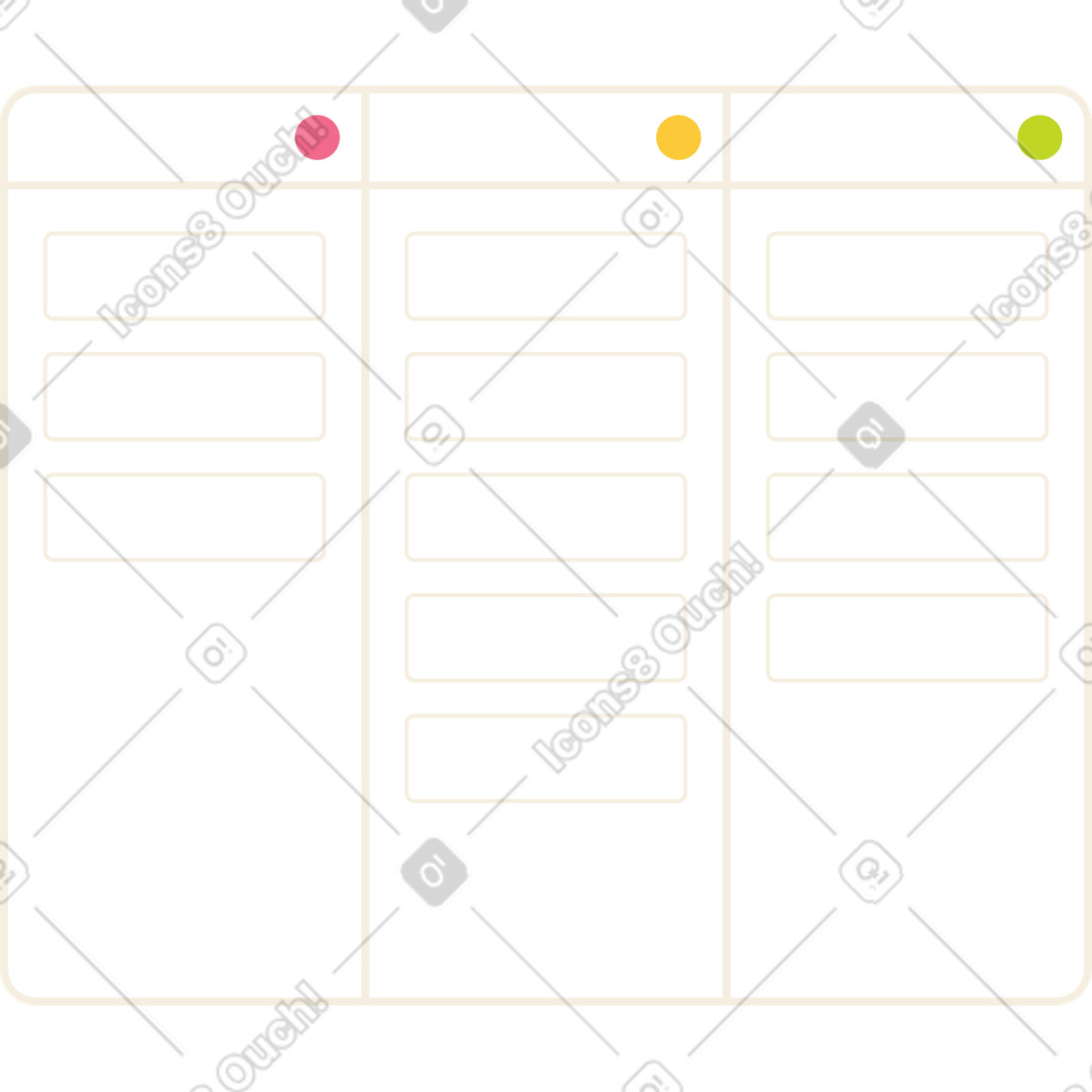 Kanban-board-Illustration im Juicy-Stil als Download in PNG, SVG