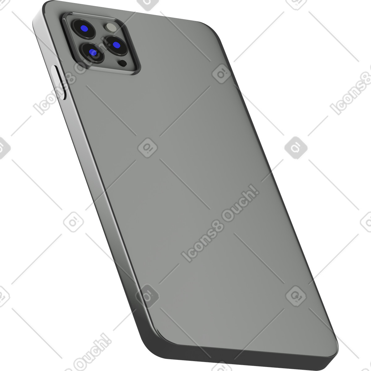Rear view of grey phone illustration in 3D Business style download in PNG, SVG
