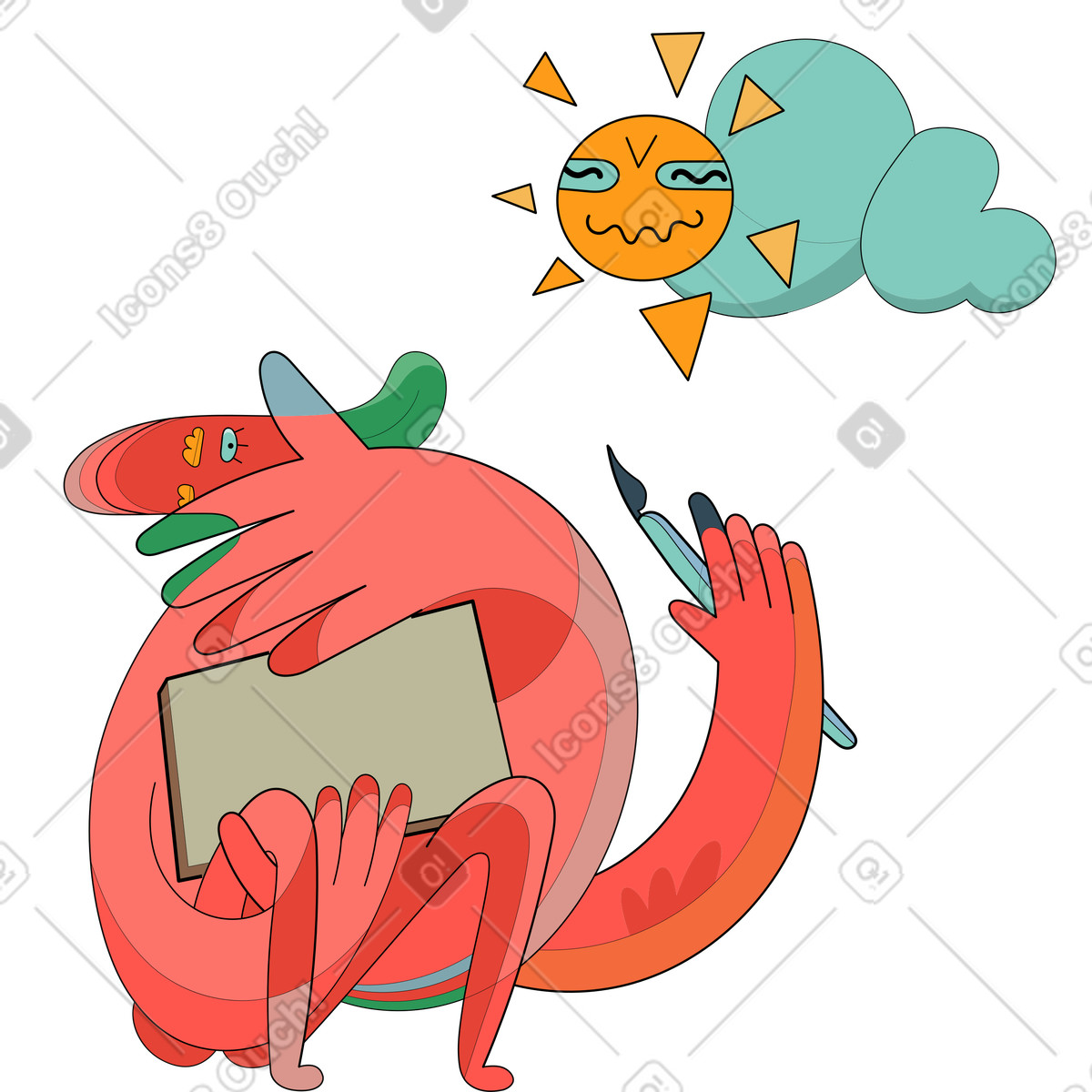 A painter drawing in plein air illustration painting clipart graphics