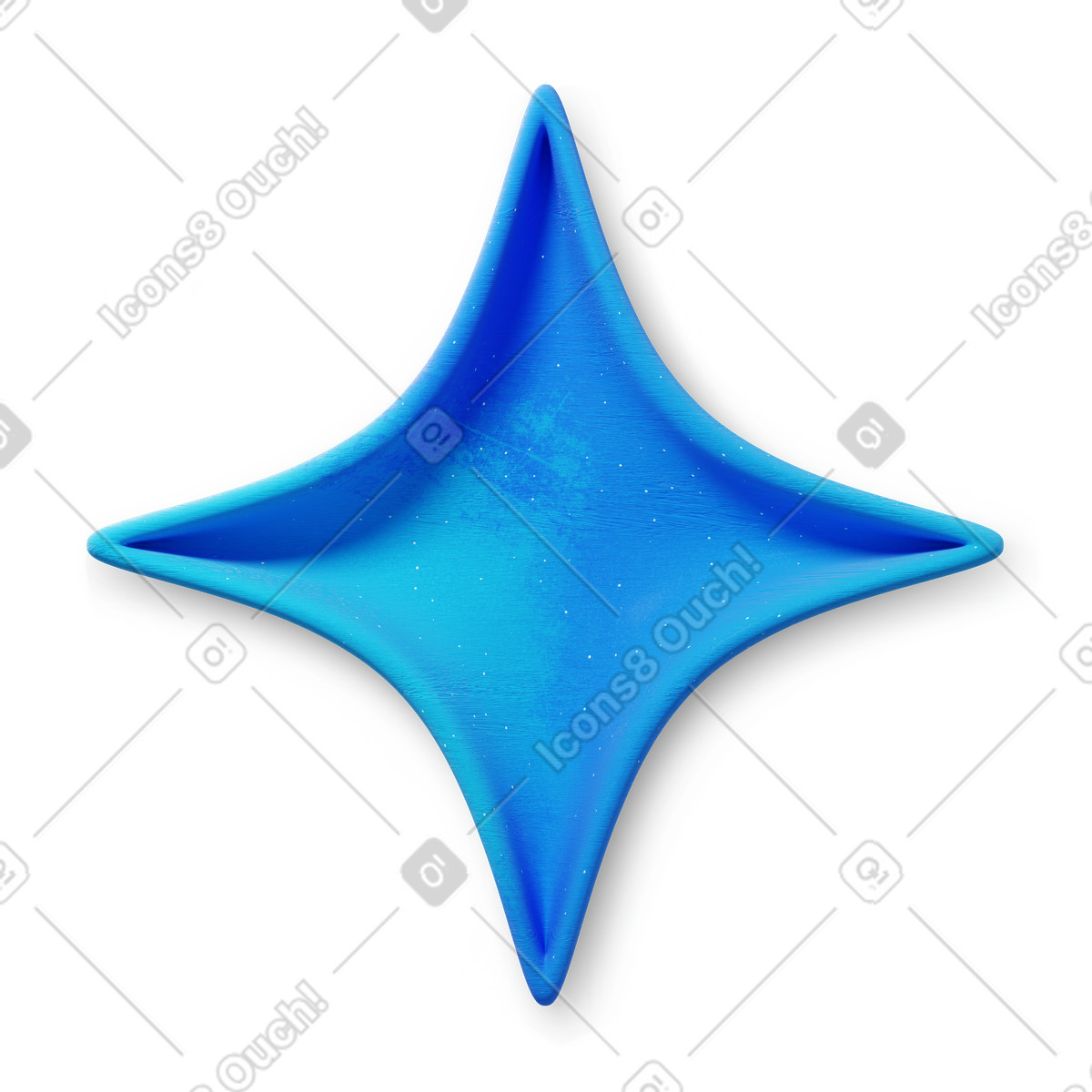 Blue AI star symbol illustration in 3D Microsoft Fluent style download in PNG, SVG