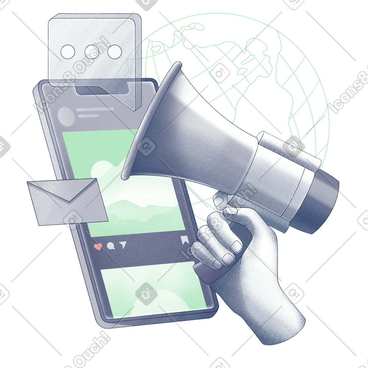 Illustration Social media advertising dans le style Haze à télécharger aux formats PNG, SVG
