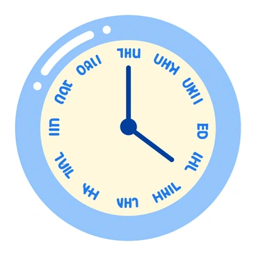 A round world clock with a glossy finish. The clock face features multiple city names arranged in a circular pattern around the edge. Each city name is displayed in ascending italics, showcasing a modern font style. The clock hands point to various times, indicating different time zones. The background of the clock is a soft gradient, enhancing the visibility of the city names and times.
