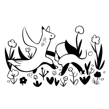 Frisky foxes frolicking freely in a field of fragrant flowers