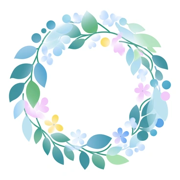 A circular mandala design made entirely of leaves, flowers, and vines intricately arranged.