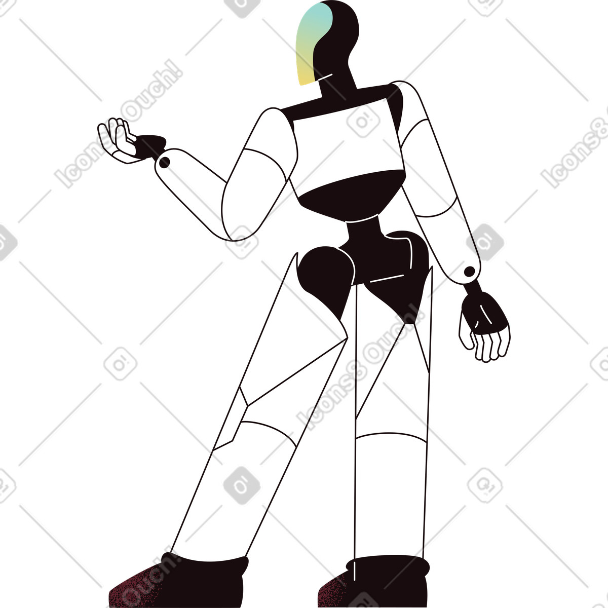 Robot with bent arm illustration in Delight style download in PNG, SVG