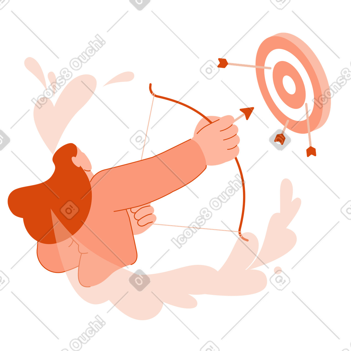 Ilustração de Aiming bow at target, Focus and goal achievement em no estilo Orange para baixar em PNG, SVG