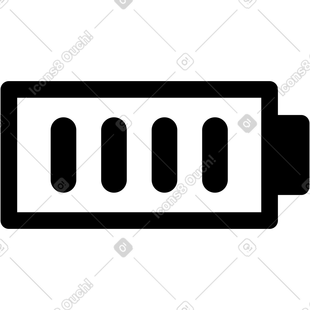 Energy power status icon showing fully charged battery capacity bars-Illustration im Notion Line Art-Stil als Download in PNG, SVG