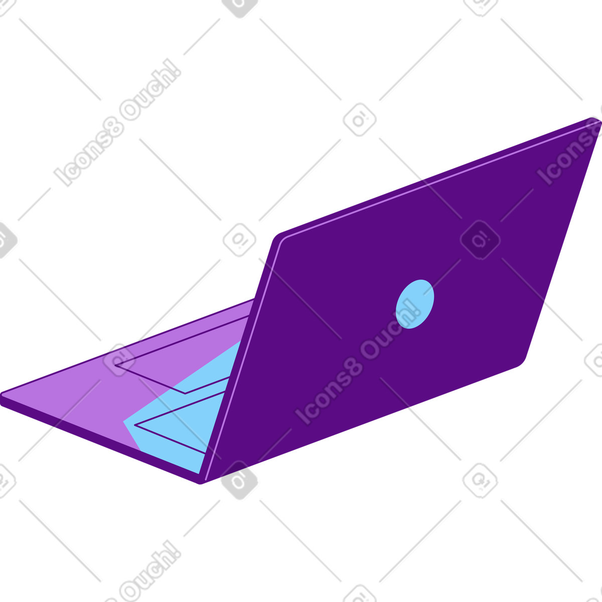 Laptop back view illustration in Storyline style download in PNG, SVG