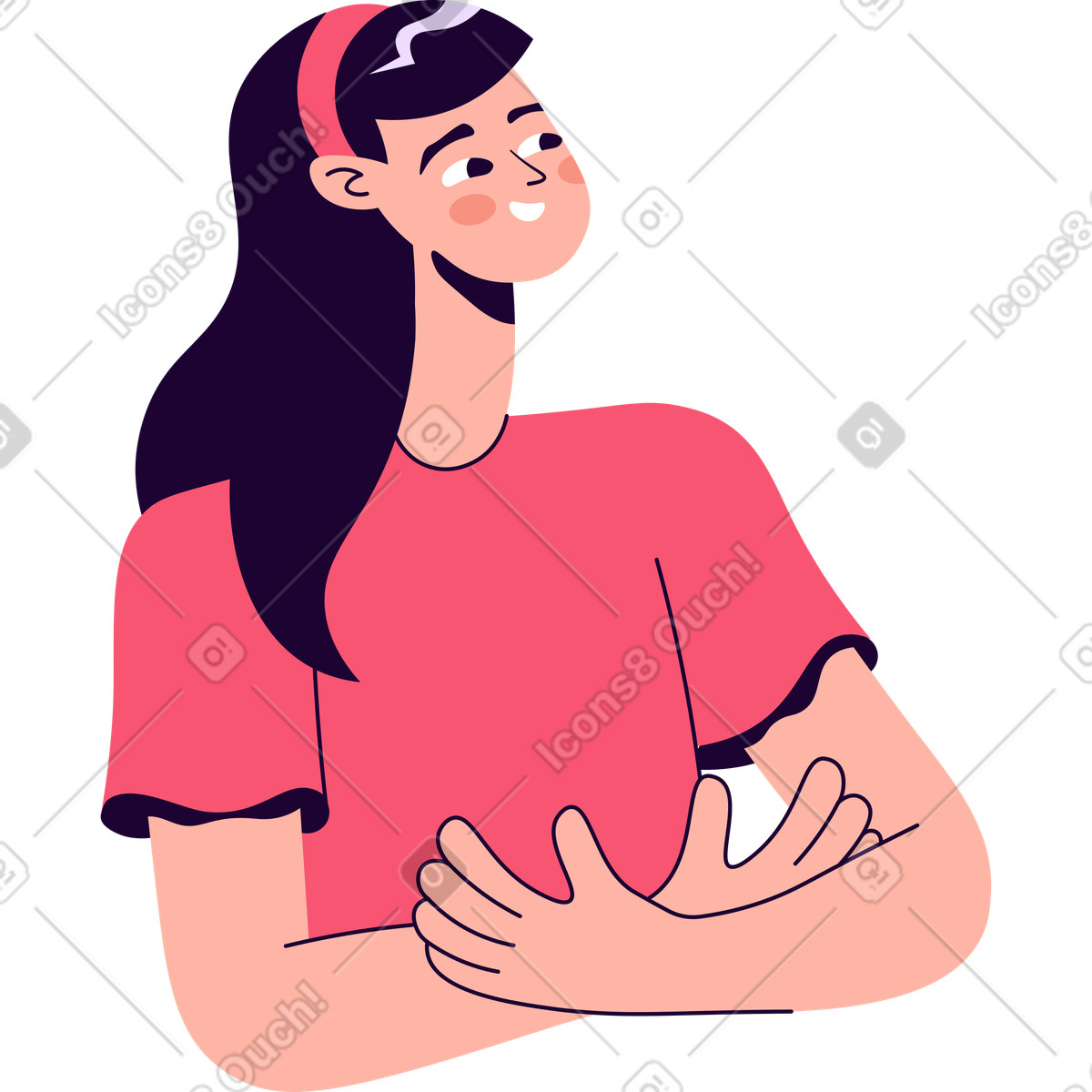 Mädchen verschränkte die arme-Illustration im Martina-Stil als Download in PNG, SVG