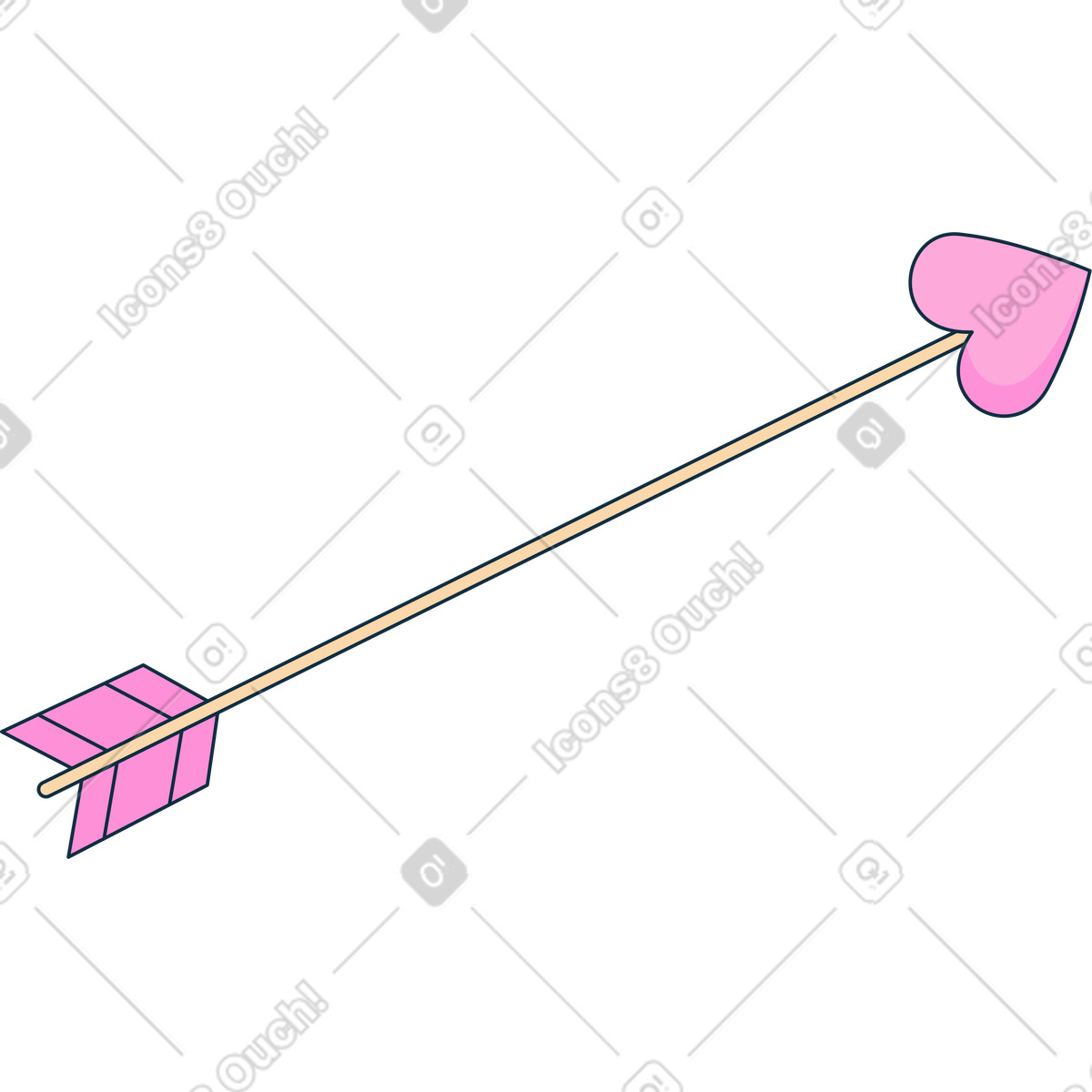 Bubble gum スタイルの 心を持つキューピッドの矢 のイラストをPNG、SVG形式でダウンロード
