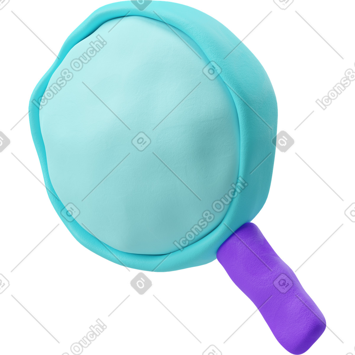 Dreiviertelansicht eines lupensymbols-Illustration im 3D Plastilina-Stil als Download in PNG, SVG