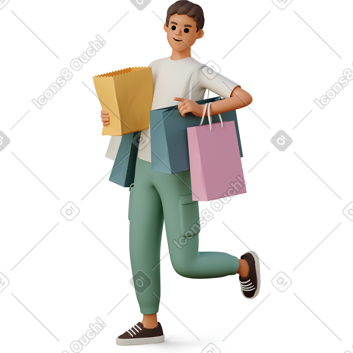 Boy holding shopping bags illustration in PNG, SVG