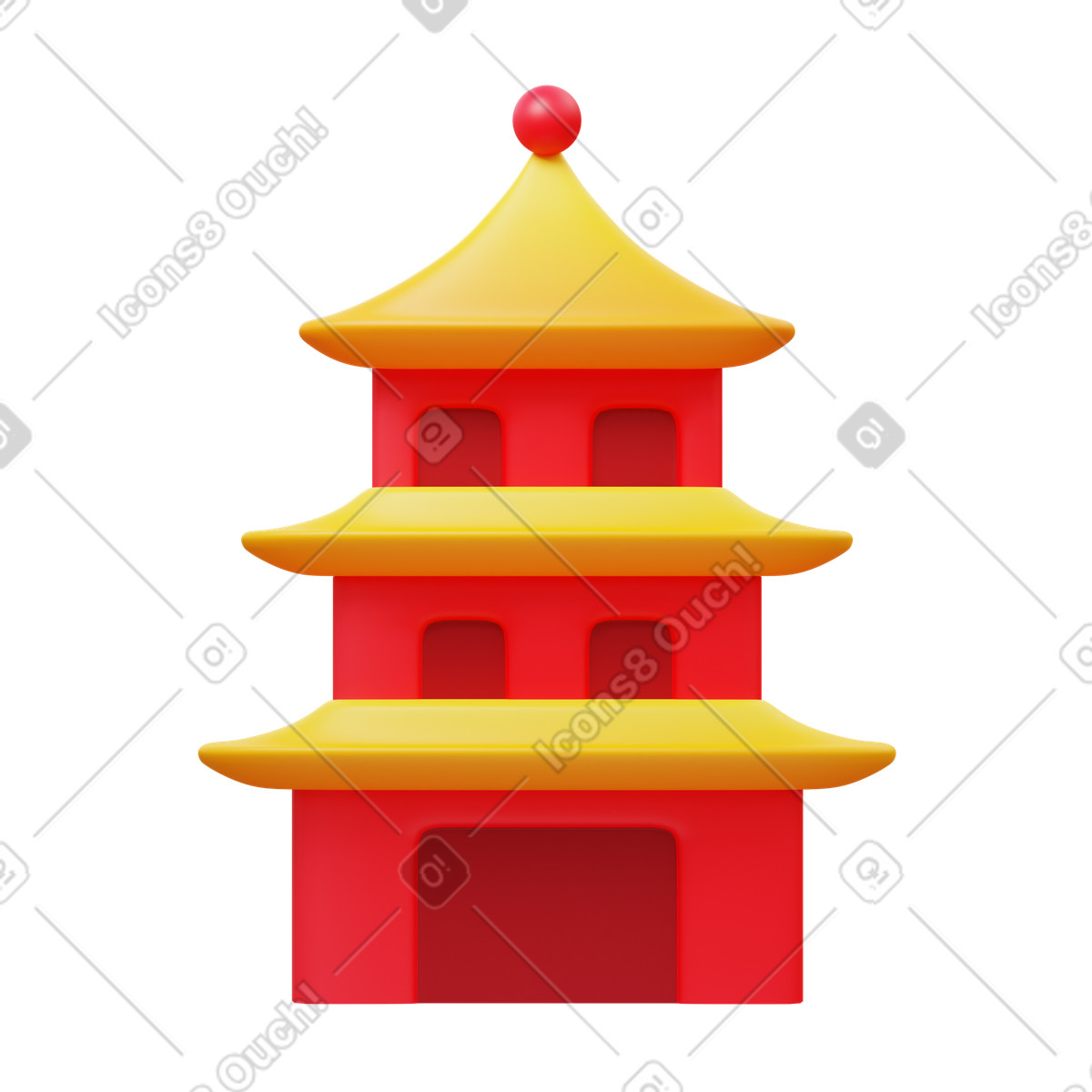 Pagode-Illustration im 3D Fluency-Stil als Download in PNG, SVG