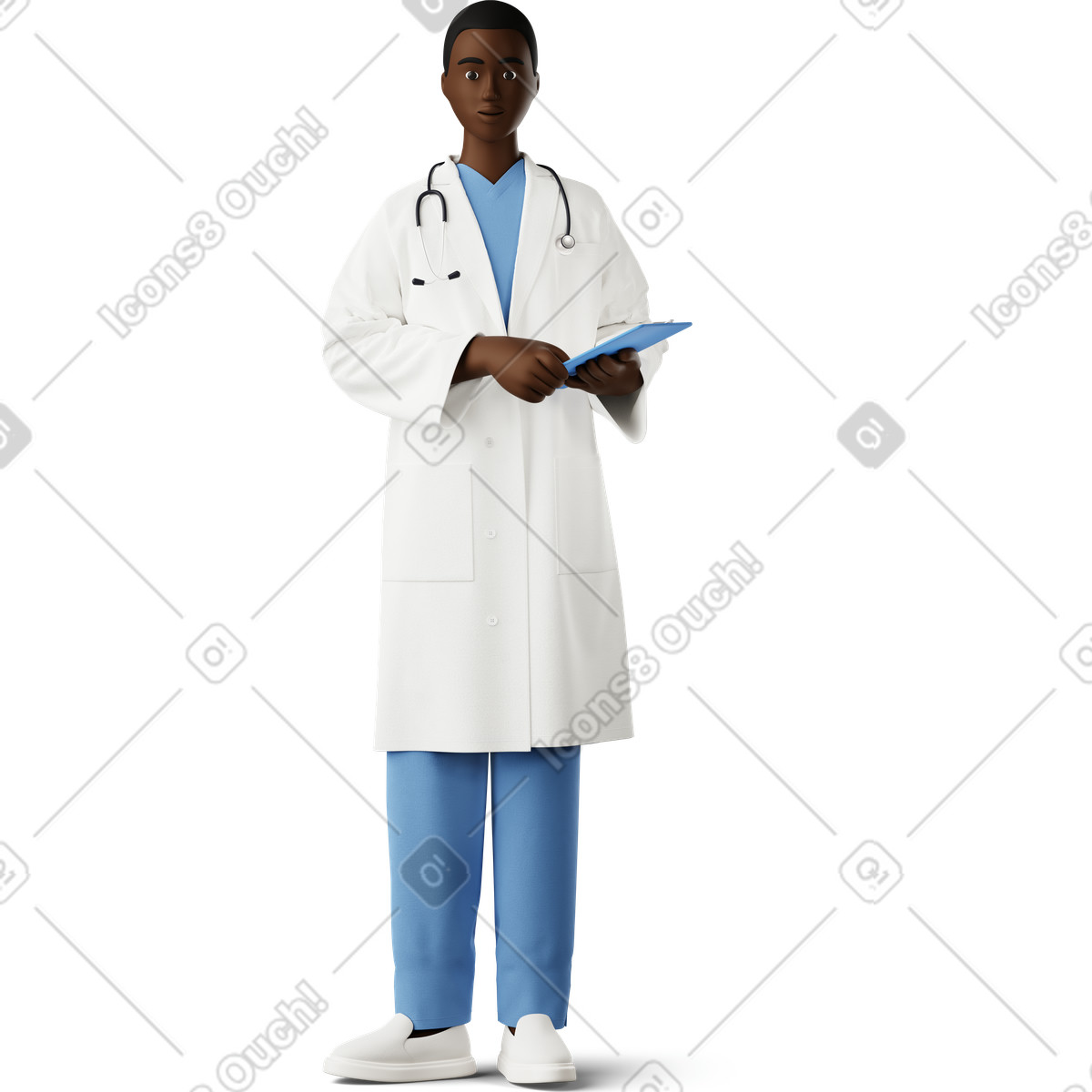 3D Business 스타일의 Doctor with clipboard 일러스트레이션 PNG, SVG 다운로드
