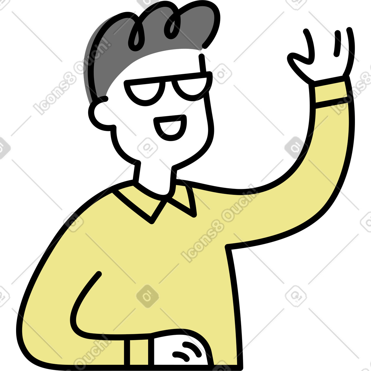 Ilustración Hombre levantando la mano en estilo Mochi a descargar en PNG y SVG